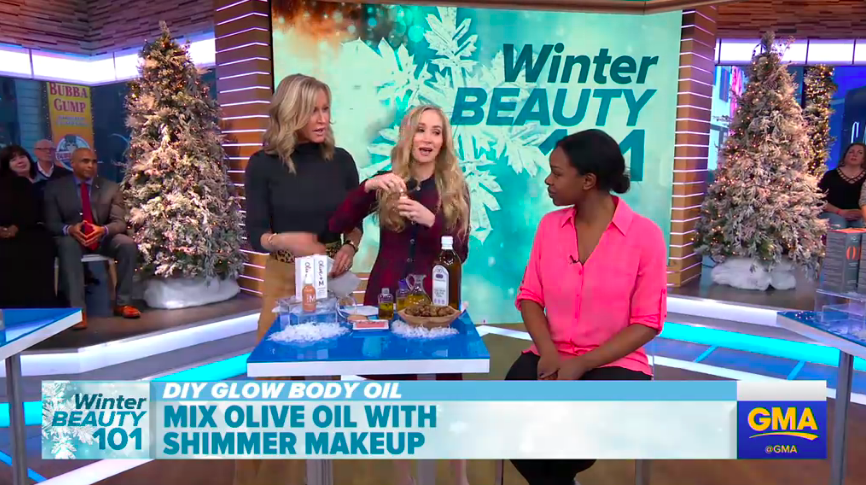 GMA Beauty Tip Mix oo with shimmer makeup