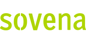 Sovena written in light green with the letter o split vertically