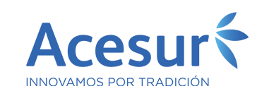 Acesure written in blue with three blue leaves to the right and Innovamos pro tradición below