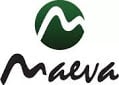 Maeva written in black cursive text with a green circle with the m in white text above
